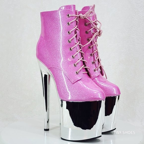 Pink Glitter Platform Boots - Picture 2 of 7
